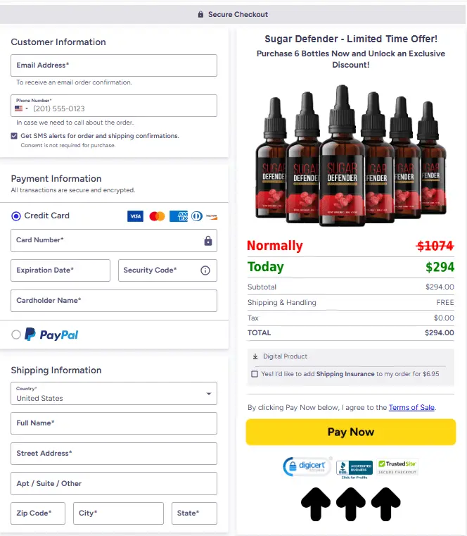 Sugar Defender Order Form